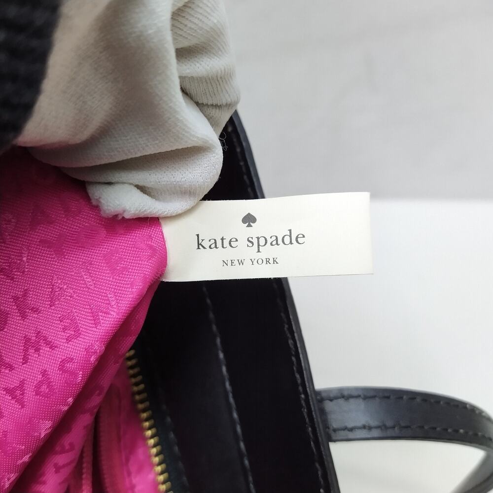 Kate Spade New York Black Leather Doublde Handles Zippet Tote Shoulder Bag - Picture 12 of 16